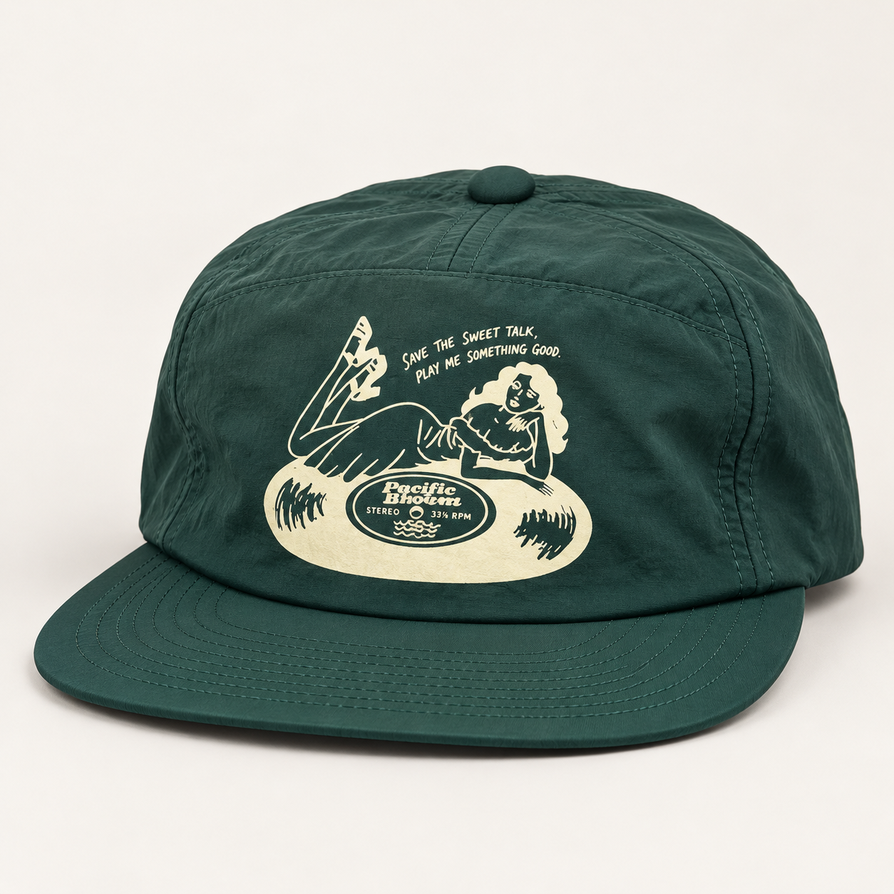 Forest Green Retro Record Camp Cap